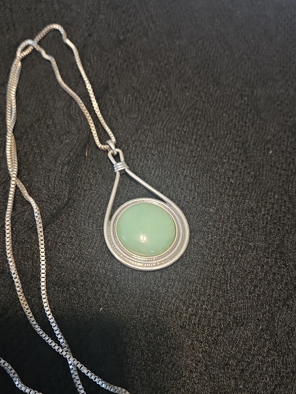 Silver Pendant Necklace with Reversible Stone